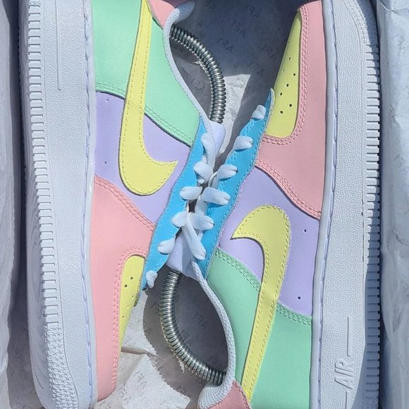 Nike Air Force 1 Custom Pastel Easter Shoes Green Blue Purple Yellow Pink White - Picture 6 of 15
